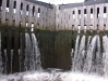 Water pouring through the top gates